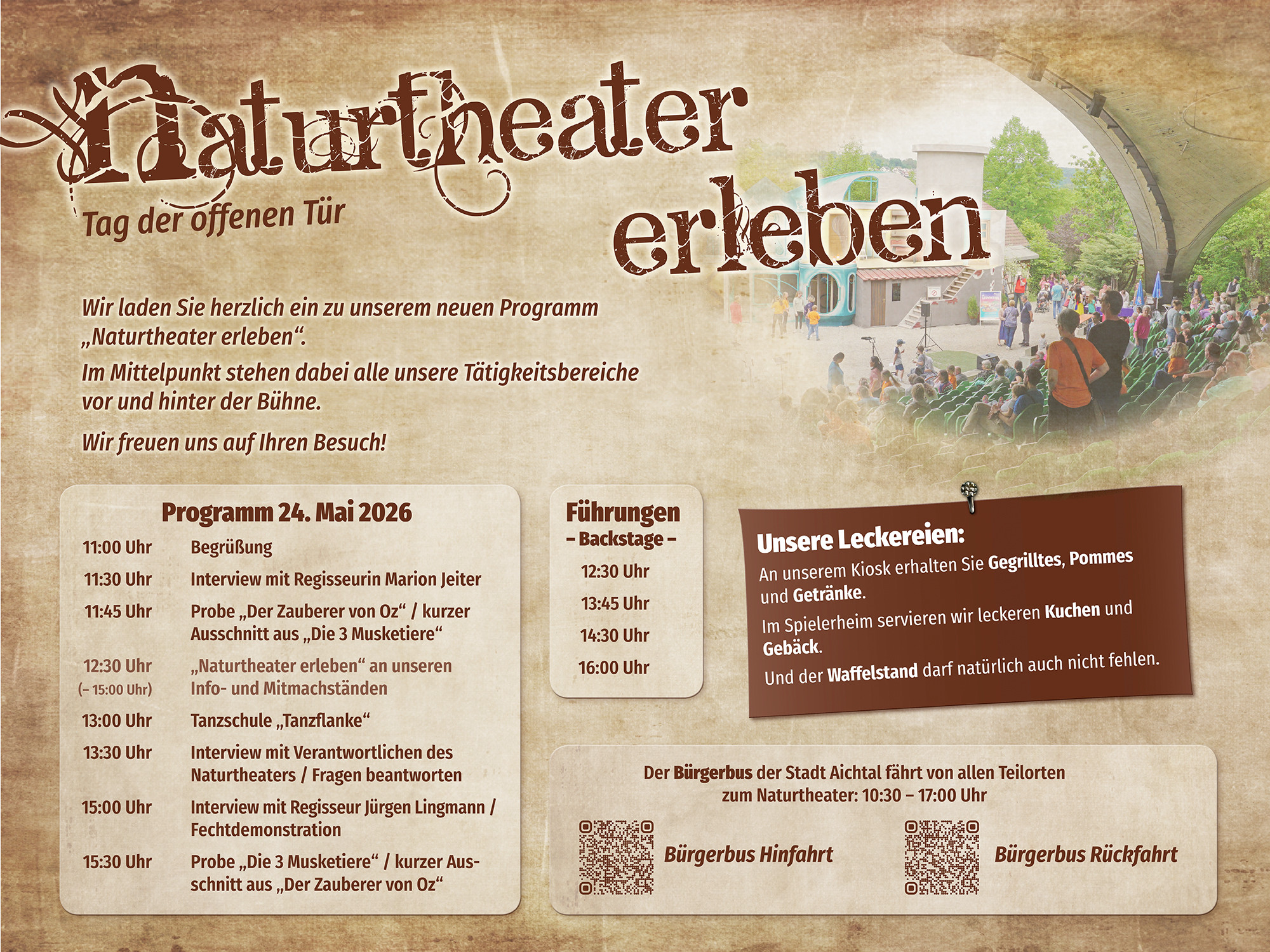Programm Tag der offenen Tür vom Naturtheater Grötzingen 2026