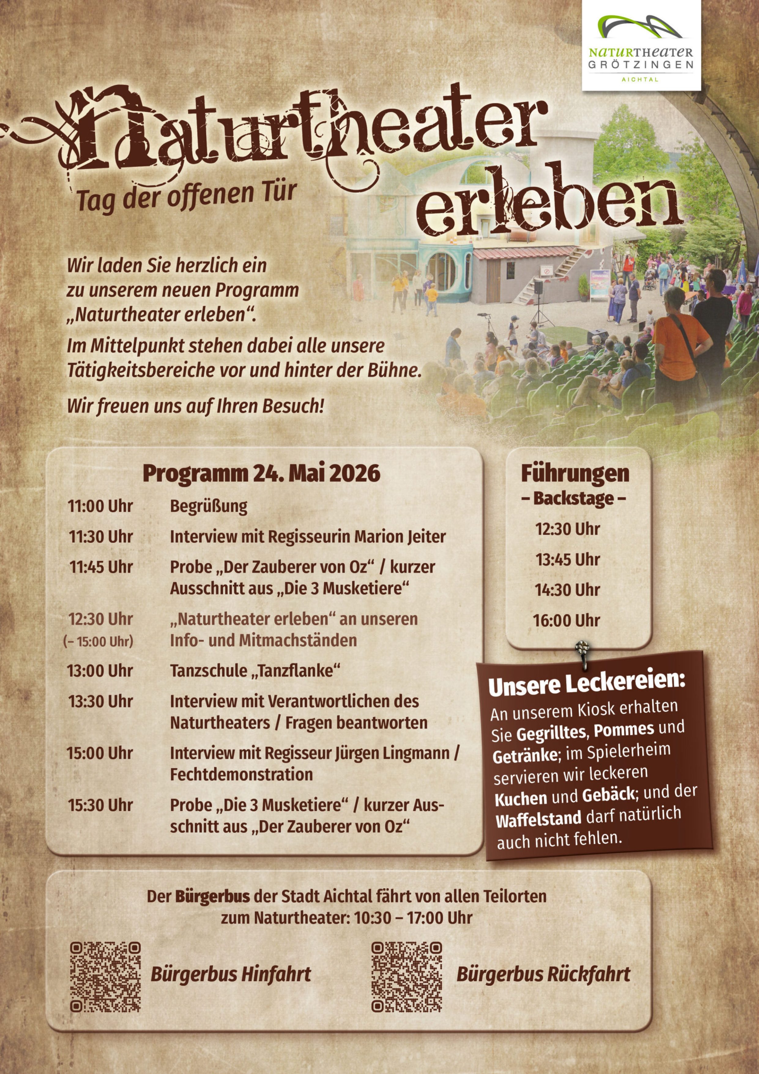 Programm Tag der offenen Tür vom Naturtheater Grötzingen 2026